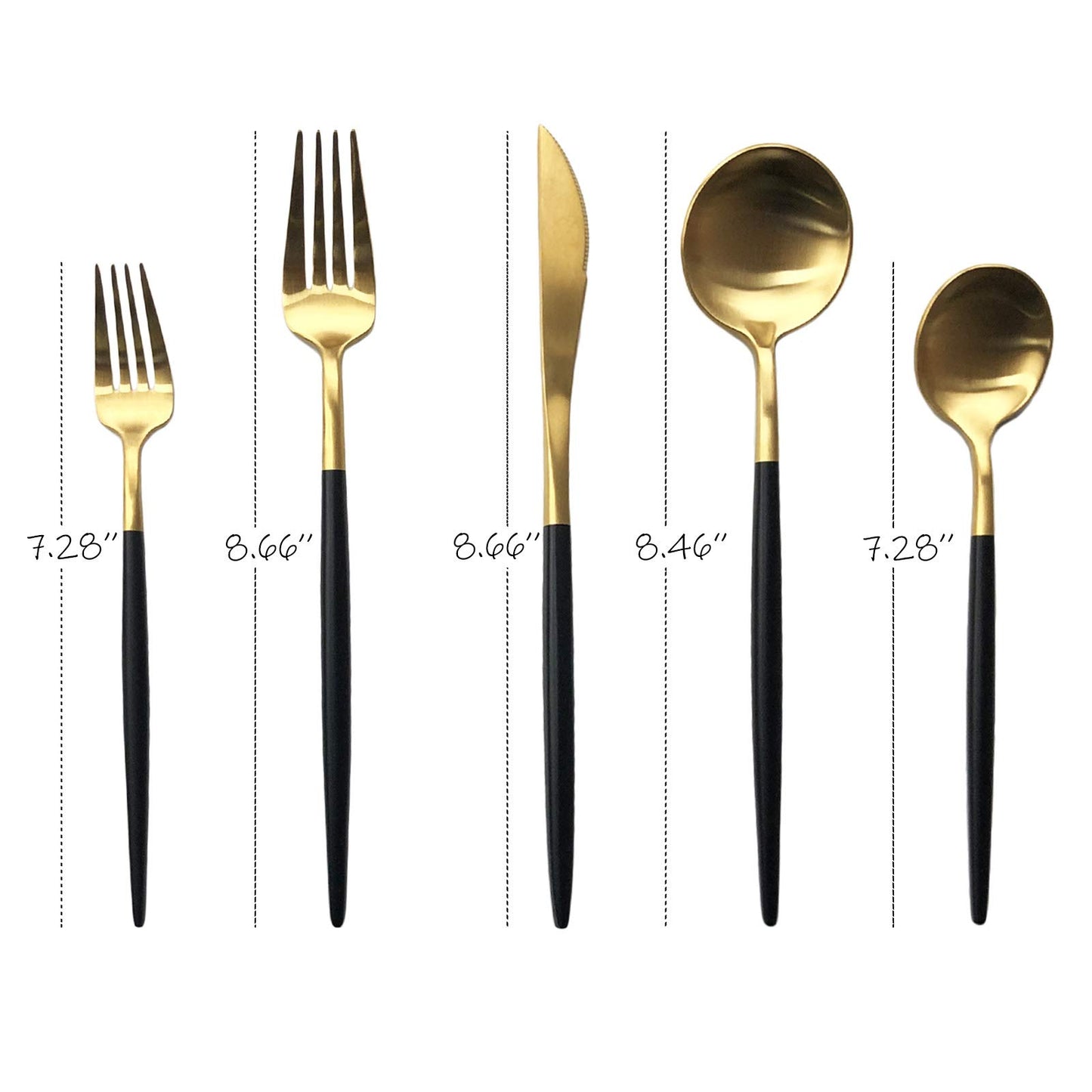 Uniturcky Matte Silverware Set, 10-Piece 18/10 Stainless Steel Satin Finish Flatware Set Service for 2, Kitchen Utensil Set, Tableware Cutlery Set for Home Restaurant (Black Handle Silver, 10-Piece)