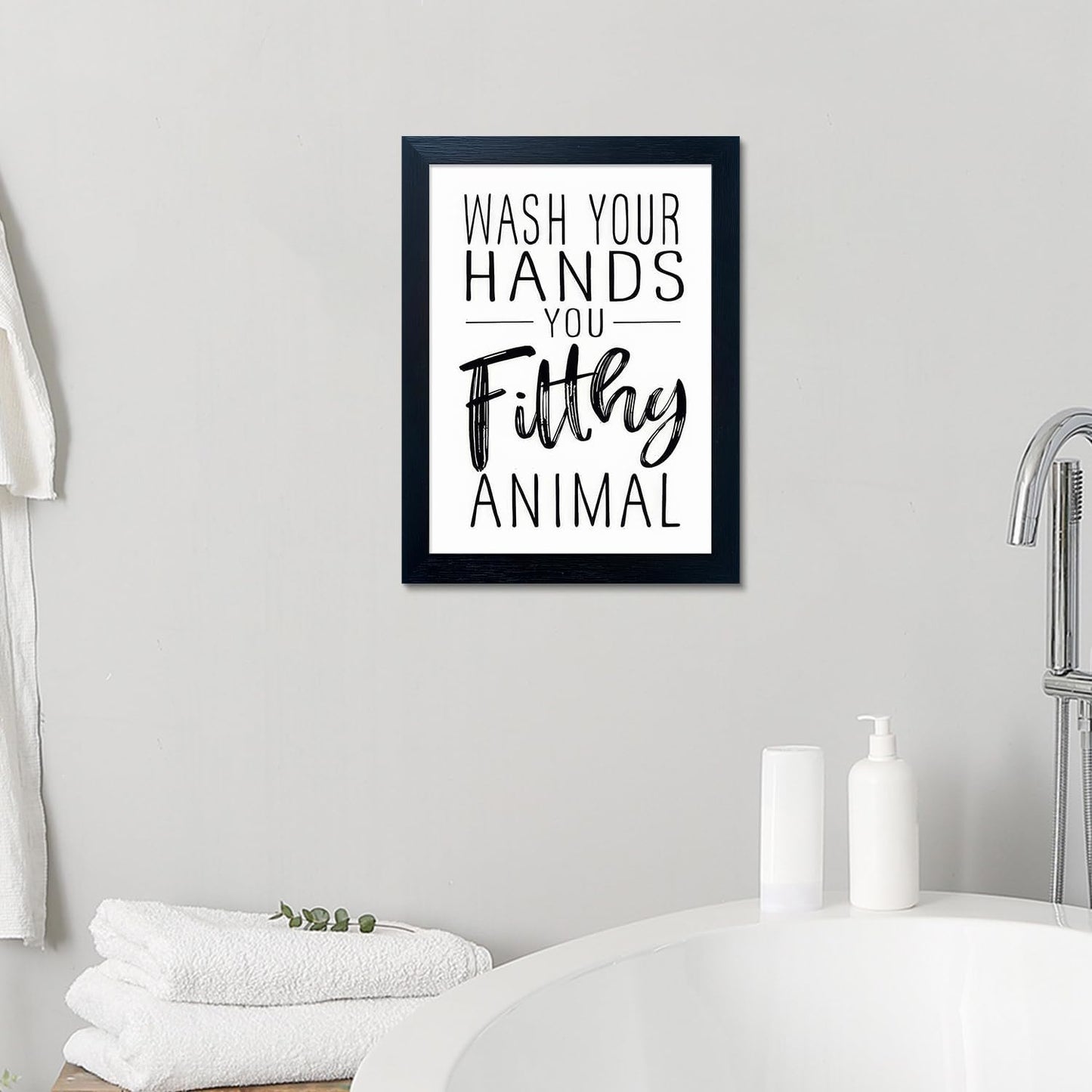 Skiennix Bathroom Decor Wall Art - Black and White Framed Prints for Guest Toilets & Kids' Washrooms