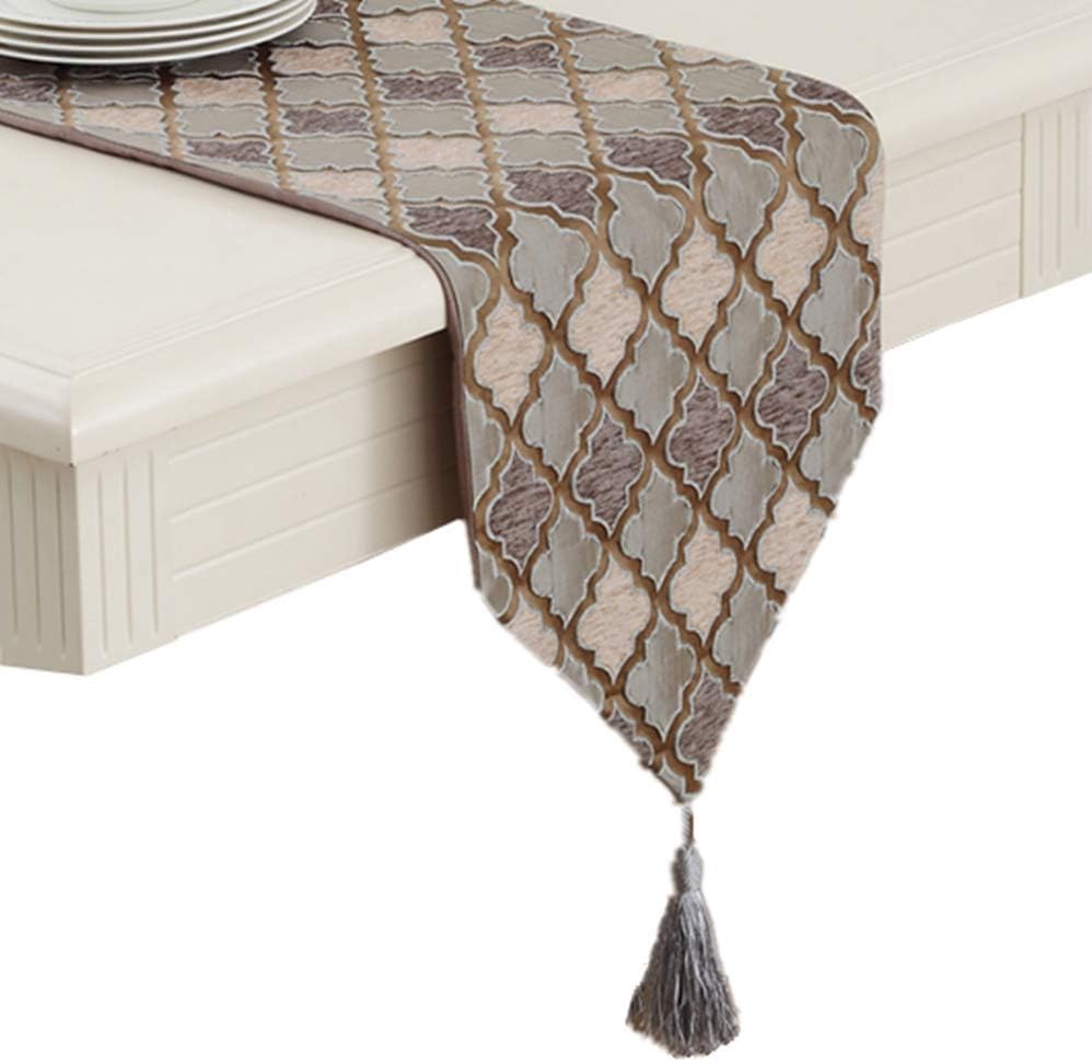 Red 13x72 Inch Table Runner with Diamante Strip & Tassels - Elegant Home Decor