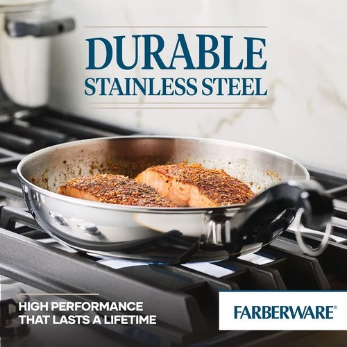 Farberware Classic Stainless Steel Cookware Set - 15-Piece Pots & Pans in Silver