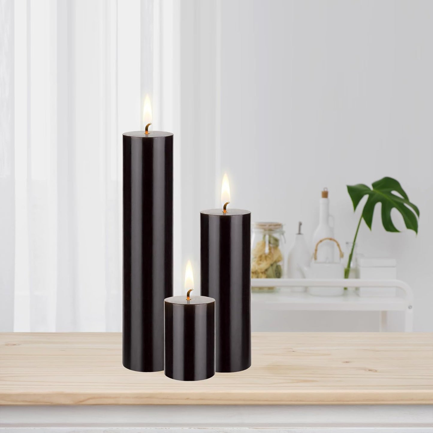 Unscented Black Pillar Candle - 2x6 Inch Hand Poured Premium Wax for Home Décor & Events