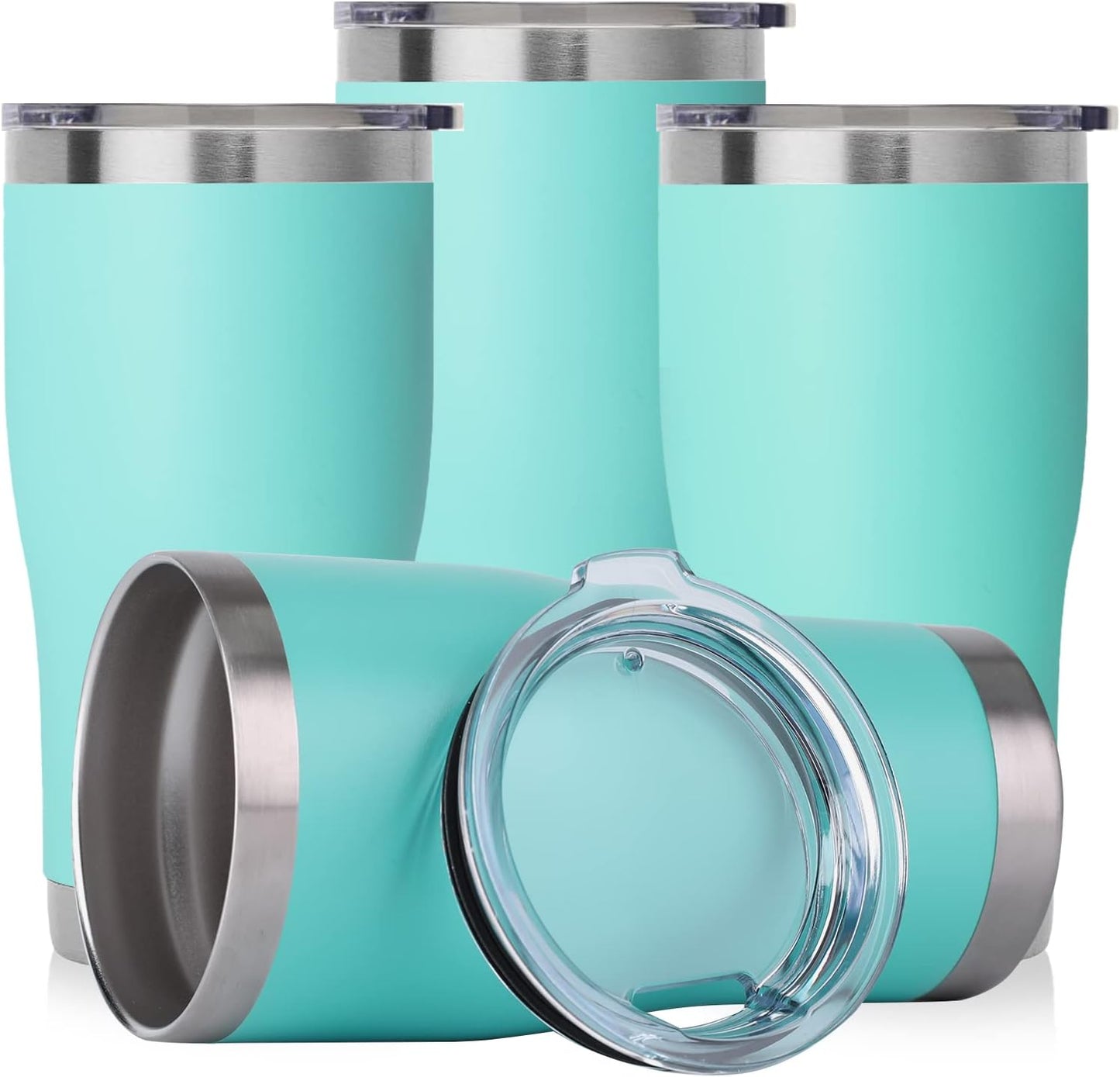 DOMICARE 20oz Tumbler with Lid Stainless Steel Tumblers Bulk, Double Wall Vacuum Insulated Coffee Travel Mug Powder Coated Tumbler, 8 Pack Purple