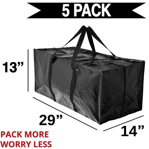 BAG-THAT! 5 Moving Bags Heavy Duty Extra Large Stronger Handles Wrap Storage Totes Zippered Reusable Packing Bags Moving Supplies Storage Boxes Storage totes Moving Boxes Packing Supplies Packing Box