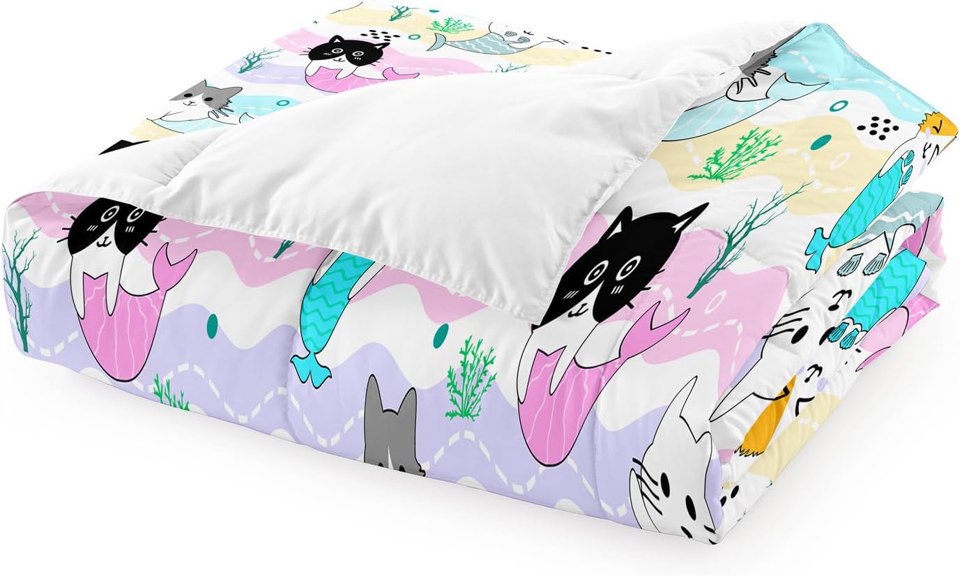 Cute Cartoon Dinosaur Bedding Set, Ultra Soft Full Size Comforter Set for Boys, Lovely Dinosaur Printed Comforter for Kids Teens, Dark Blue Microfiber Quilt for All Season 3Pcs with Pillowcases