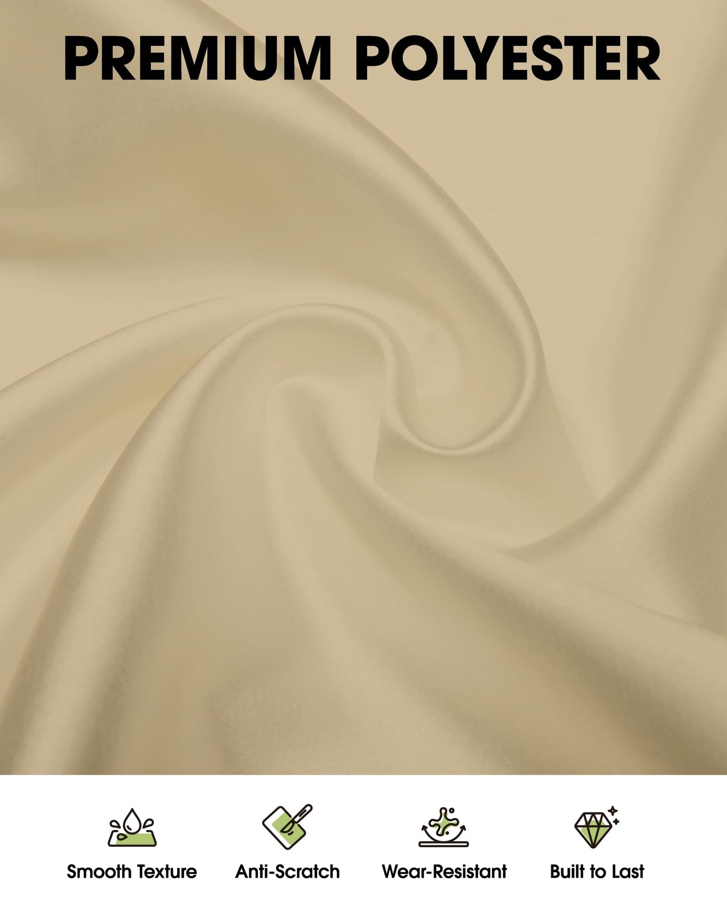 Pureegg Rectangle Table Cloth 60" x 102" – Durable Polyester Tablecloth Offers Reusable & Washable Protection, Ideal for Outdoor Party, Picnic, Wedding, Banquet and Birthday, 2 Pack, Beige