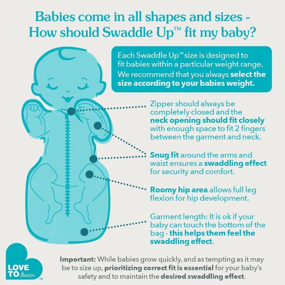 Love To Dream Swaddle Up | Soft Bamboo Fabric Wearable Blanket | Arms Up Design, Medium 8-13 lbs, Boats Mist