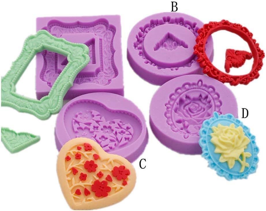 Heart-Shaped Mini Wedding Rose Corner Mirror Frame & Silicone Cake Mold Set