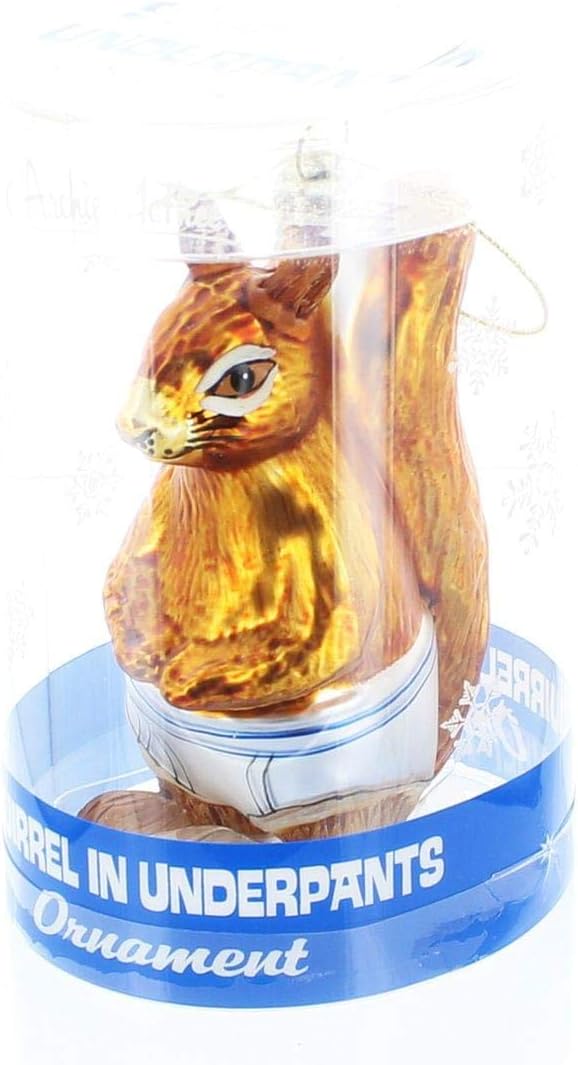 Archie McPhee Squirrel in Underpants Glass Ornament - Fun Christmas Decor
