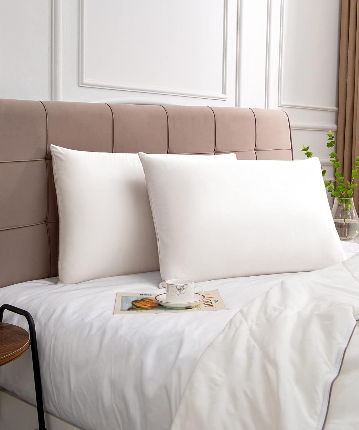 Warmstar King Size Cotton Pillowcases Set of 2 - 600 Thread Count, Soft & Breathable White 20x36 Inches