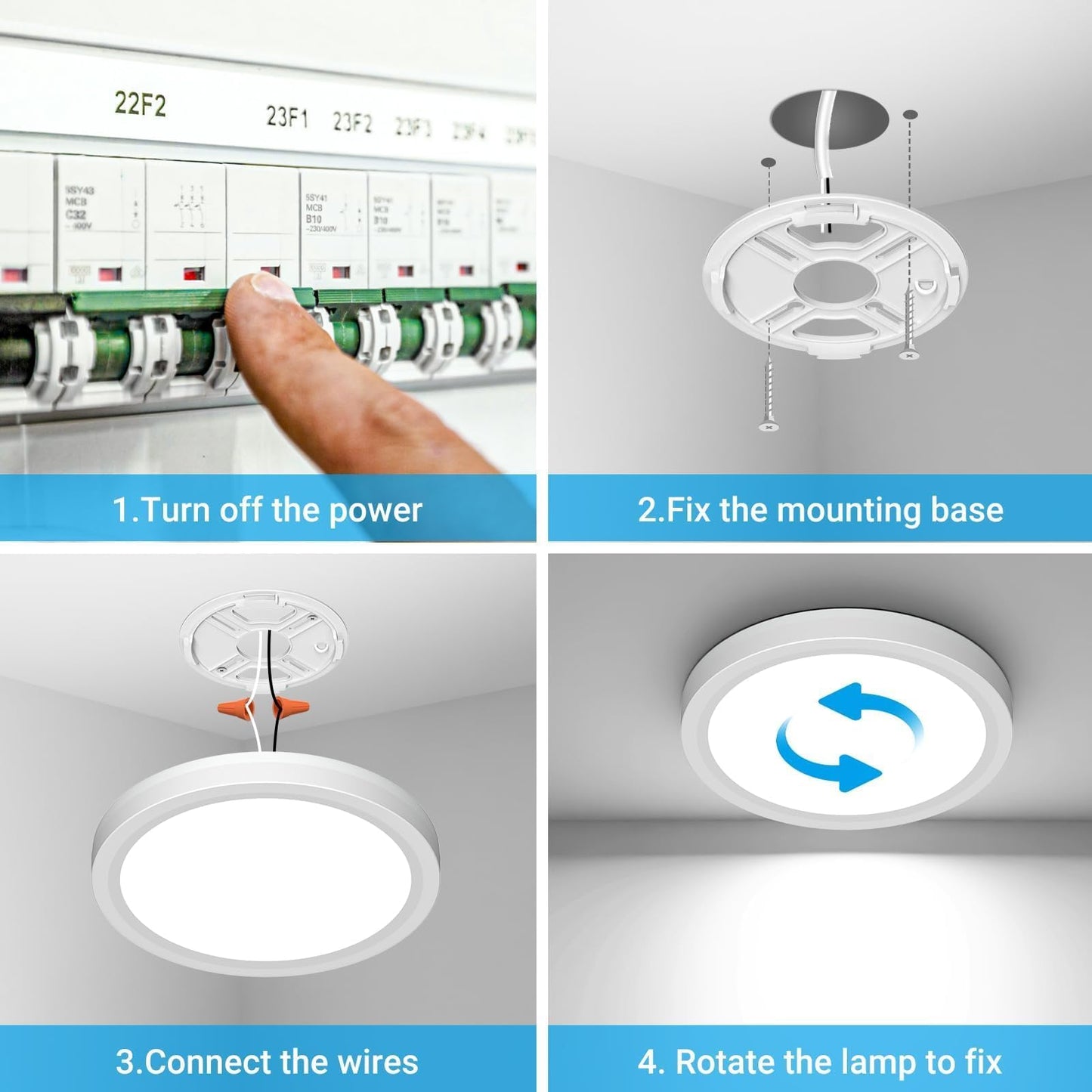 Fairdeer 7 Inch LED Ceiling Light with Night Light, 15W 1500LM 3000K Warm to 6500K Cold Light Selectable, Small Round White Flush Mount Light Fixture for Bedroom Bathroom Kitchen (No Dimmable)