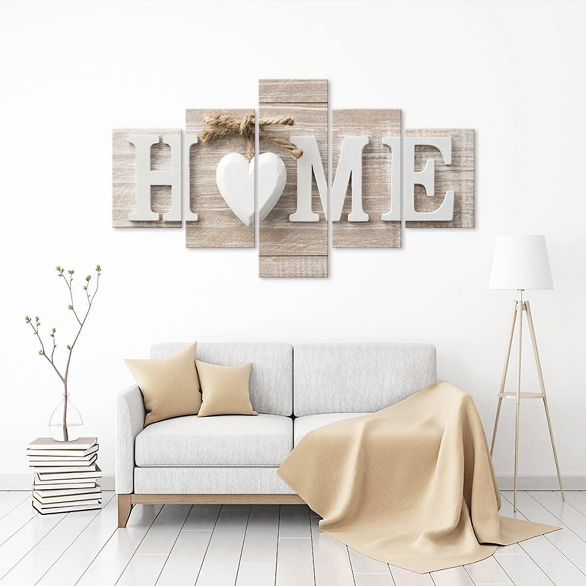SUNYSUBY 5 Pieces Canvas Prints Wall Art HOME Sign Pictures Modern Painting Artwork Print Oil Print Framed Hang For Home Bedroom Living Room Decoration (HOME, W50 x H24)