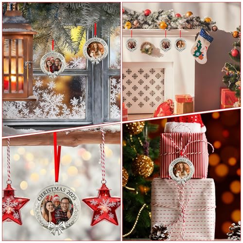 FaCraft 2025 Christmas Ornament Picture Frame - Metal Personalized Photo Frame Ornaments for Christmas Tree Decorations Xmas Gift for Women Men Family Friend Baby Girls Winter Decor Holiday Keepsake