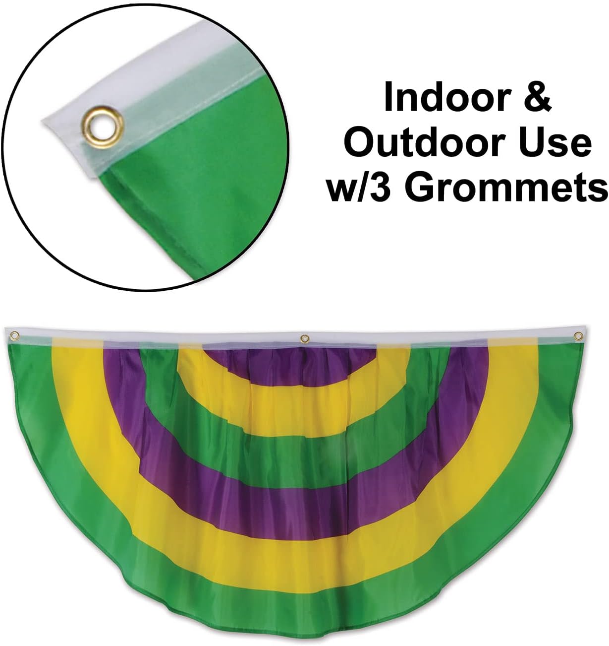 Comedy & Tragedy Faces Fabric Bunting - 5ft 10in Green Gold Purple Decoration