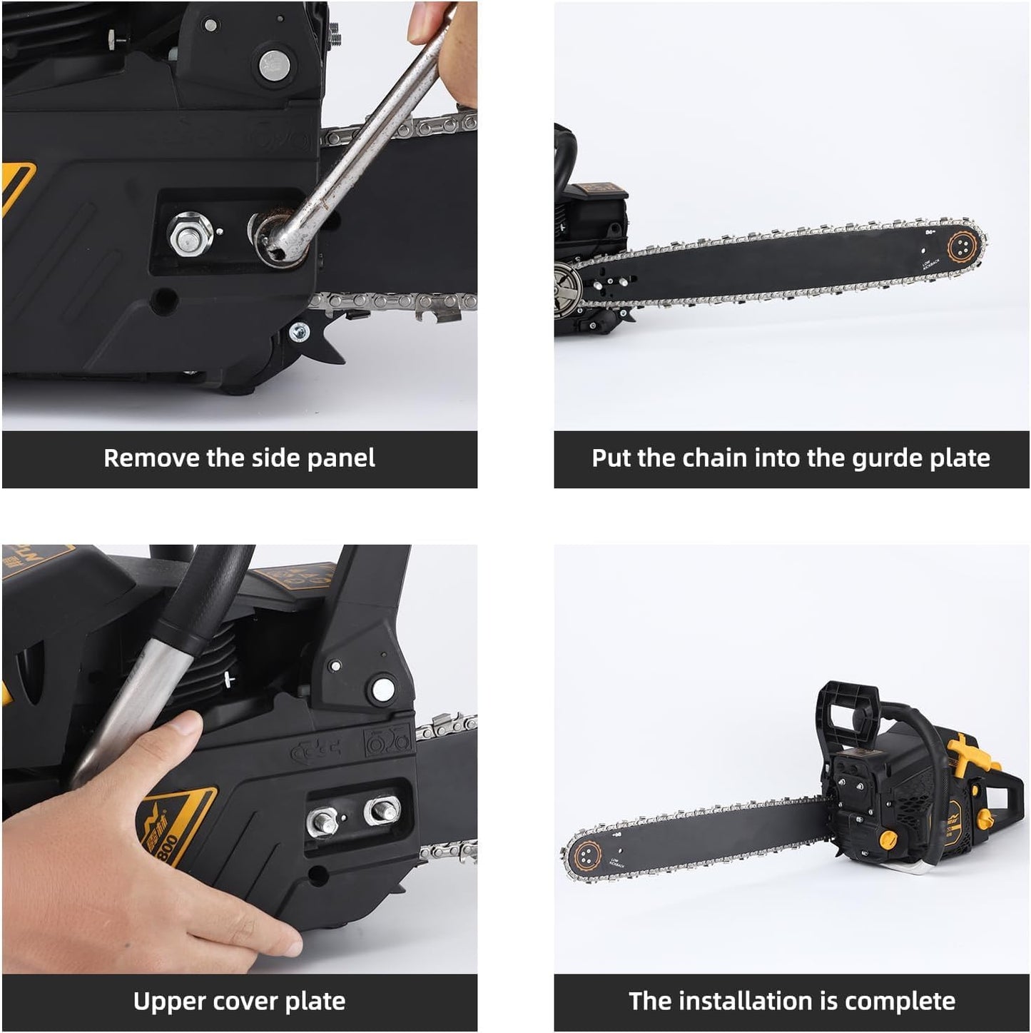 Skiennix 8-Inch Chainsaw Chain - 4 Pack, 0.050" Gauge, 3/8" LP Pitch, 33 Drive Links | Compatible with Sun Joe, Greenworks, and More