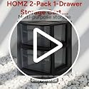 14.25 Inch Black Frame Plastic Storage Cart with Smoke Tinted Drawer - 2 Pack