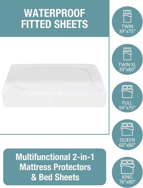 Bedecor Twin Waterproof Mattress Protector - Noiseless Cotton Terry Cover for Potty Training | Fits 9-18 Inch Depth
