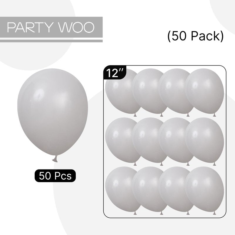 PartyWoo Gray Balloons 50pcs of 12 Inch Matte Gray Latex Helium Balloon for Baby Shower Graduation Wedding Anniversary Bachelorette Retirement Birthday Gender Reveal Party Decorations Gray-Y71