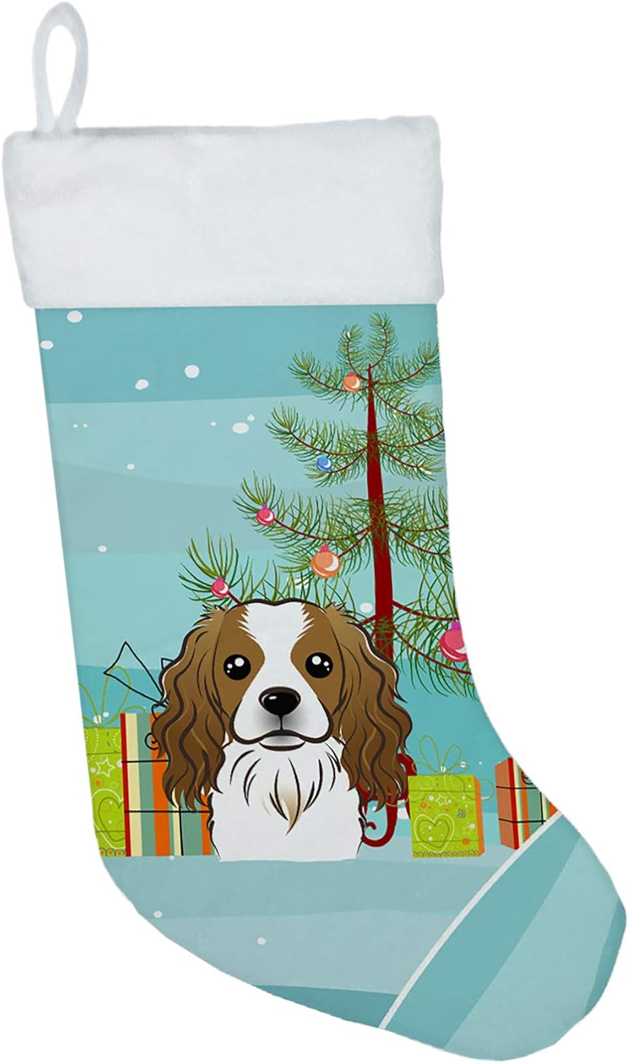 Shih Tzu Christmas Stocking - Chocolate Brown Dog Holiday Decor for Fireplace