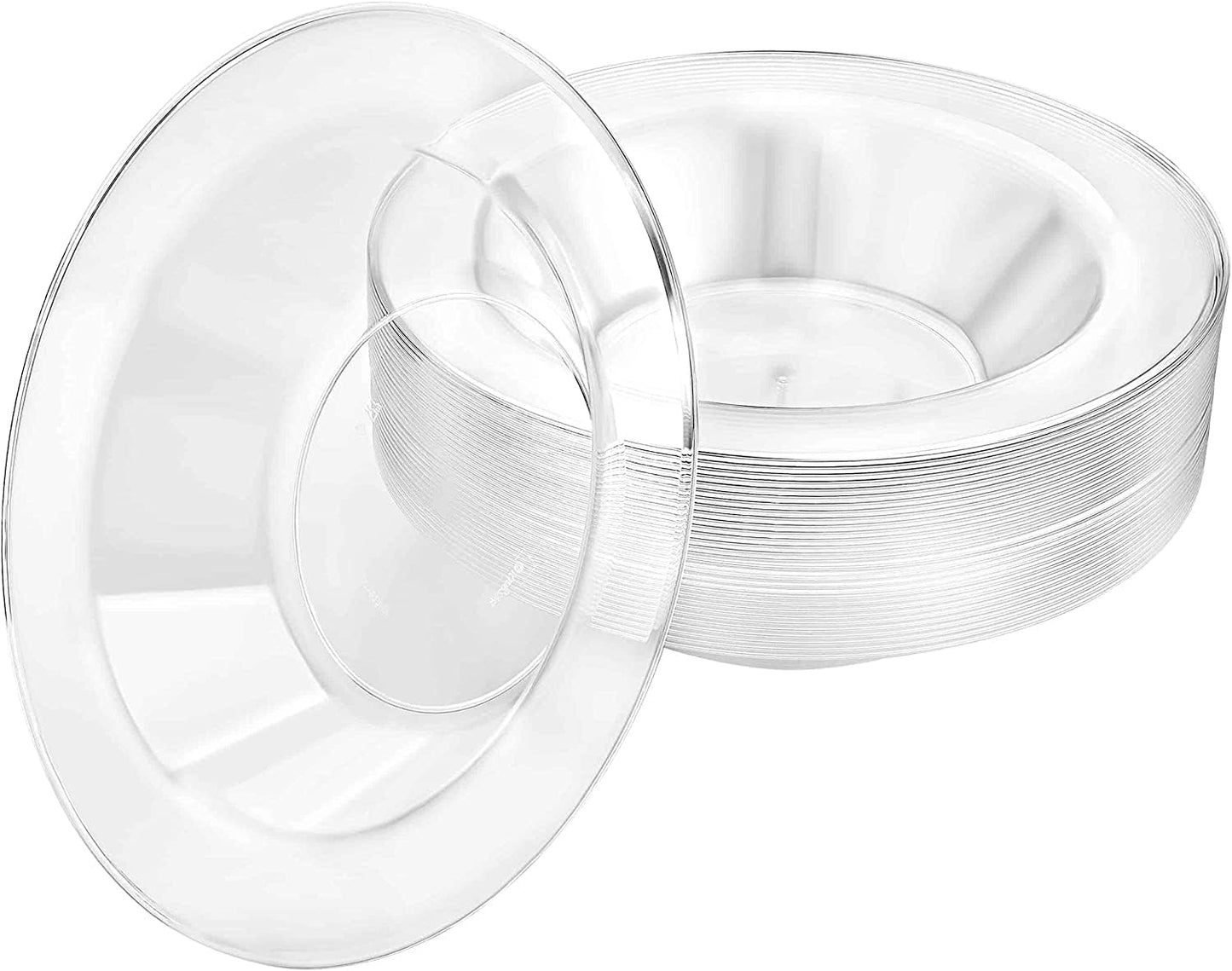Premium 9-Inch Heavyweight Plastic Plates - Crystal Clear Wedding & Party Dinnerware, 30 Count