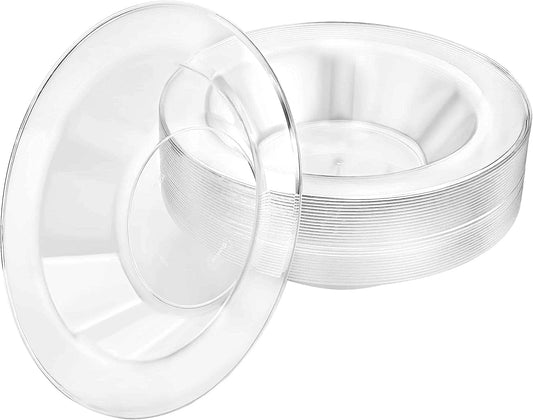 Premium 9-Inch Heavyweight Plastic Plates - Crystal Clear Wedding & Party Dinnerware, 30 Count