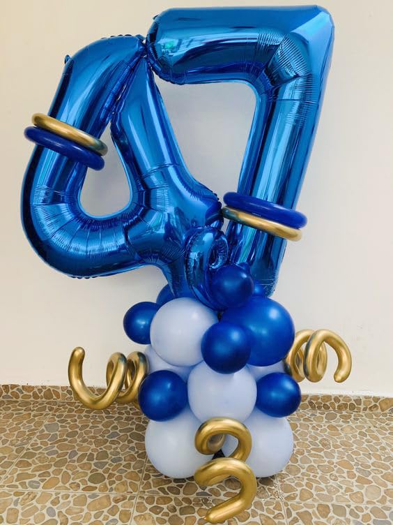 Metallic Blue Number 7 Balloon 40 Inch, 7th Birthday Party Decorations for Children, Giant 7 Foil Balloon for Party Supplies