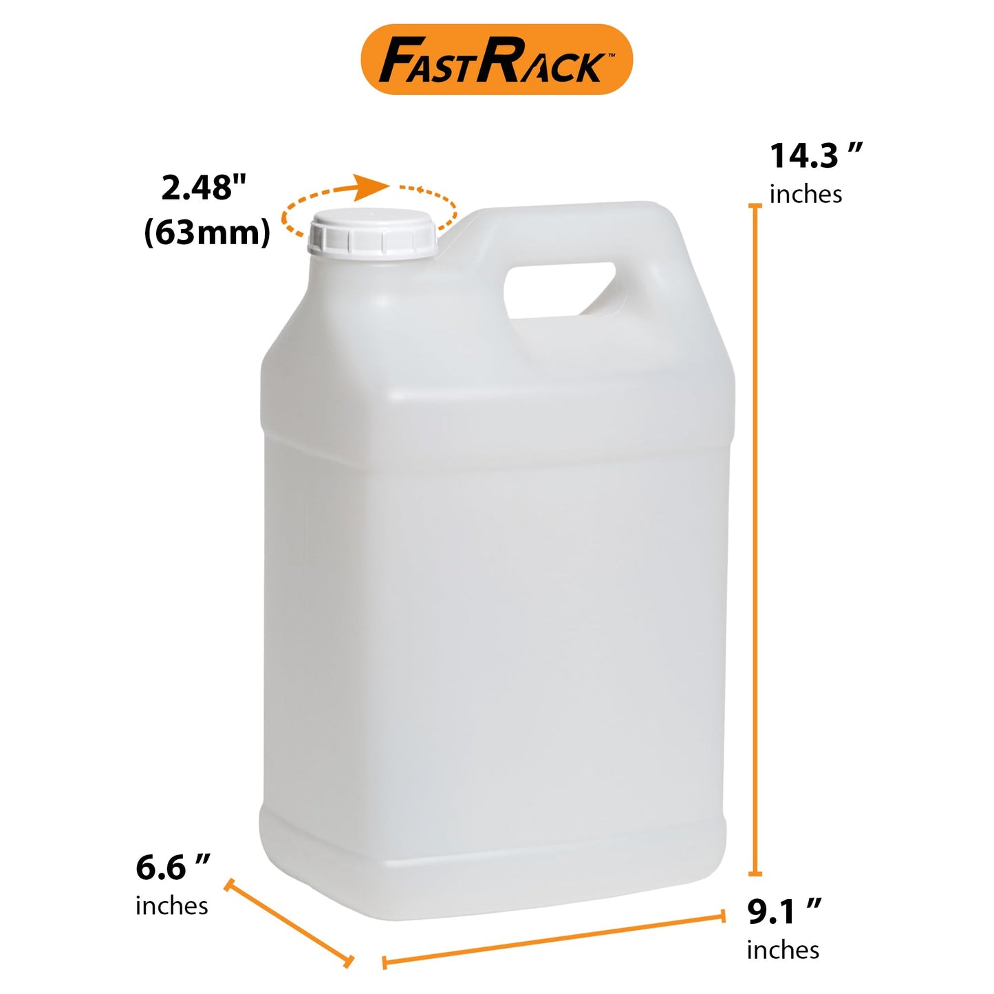 FastRack 2.5 Gallon Water Jug (Pack of 4) w/ 1 Black Rubber Cap Gripper | Reusable Plastic Jug with lid for Liquids | Heavy-Duty Water Container for Storage, Camping | BPA-Free Gallon Jugs with Lids