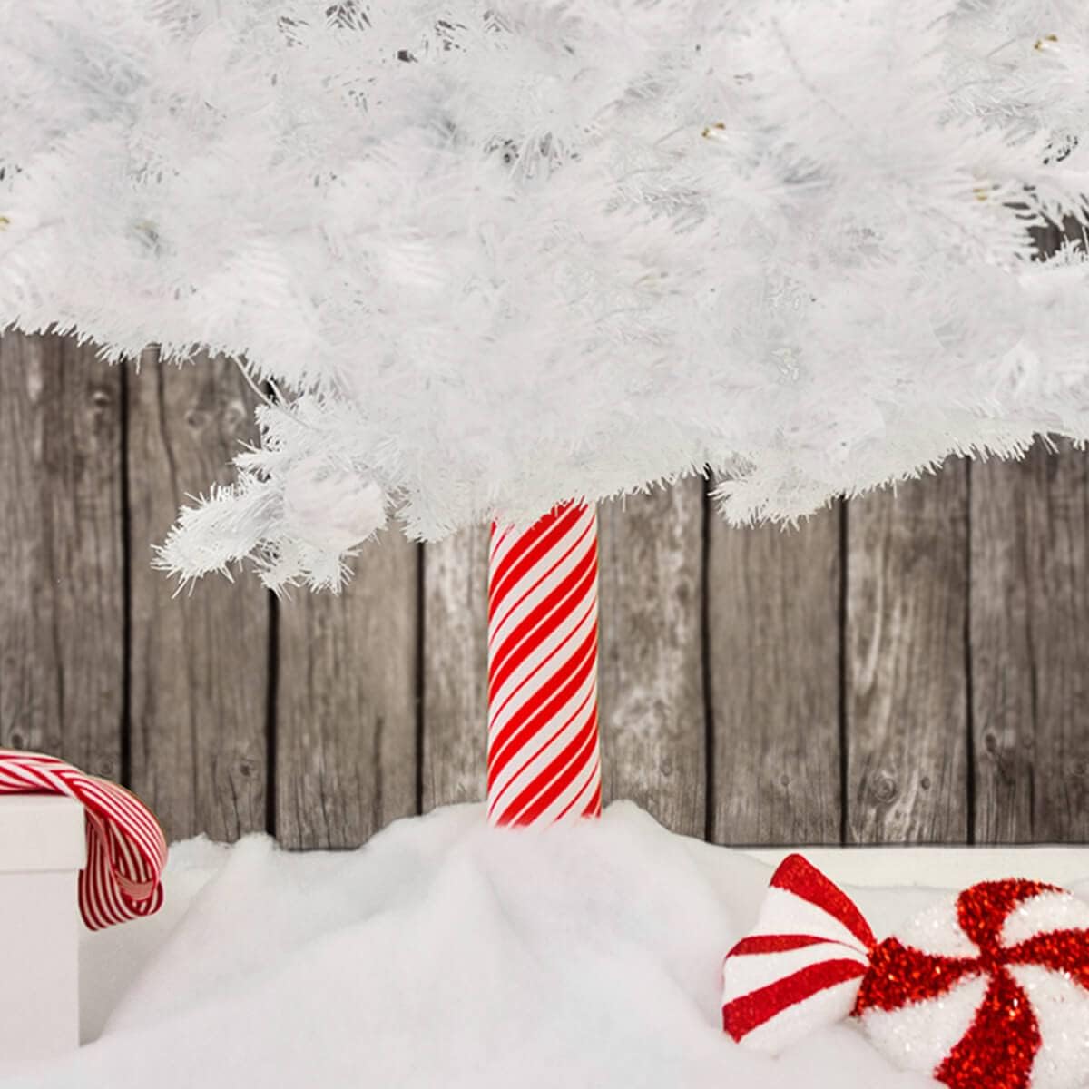 Wooden Christmas Tree Collar - Decorative Base Skirt Accessory Cover in Candy Design