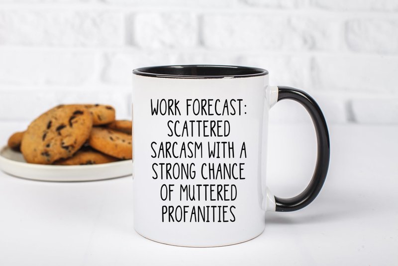 Gelid Work Forecast Coffee Mug - Funny Coworker Birthday Gift Idea for Him or Her – Present for Boss Employer Bestfriend - Sarcastic Gag Going Away Farewell - 11 oz Cup Novelty Drinkware