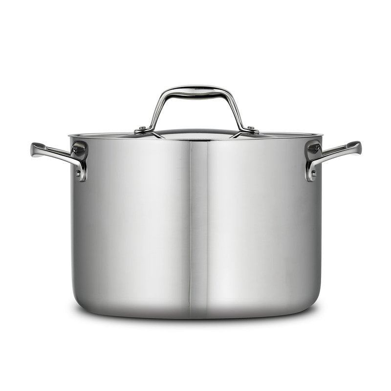 Tramontina Signature Tri-Ply Clad Stainless Steel 8-Quart Stock Pot with Lid, Induction-Ready Pasta Pot, Dishwasher-Safe, NSF-Certified, Made in Brazil