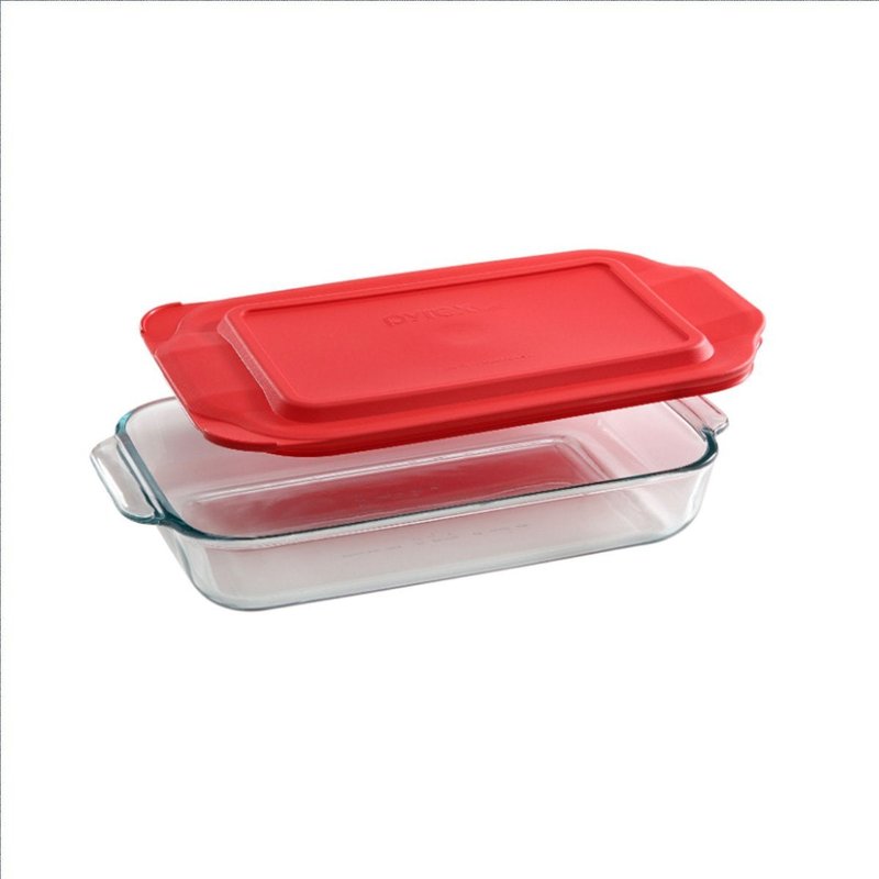 Pyrex 232 2-Quart Glass Baking Dish & 232-PC Red Lid - Made in USA