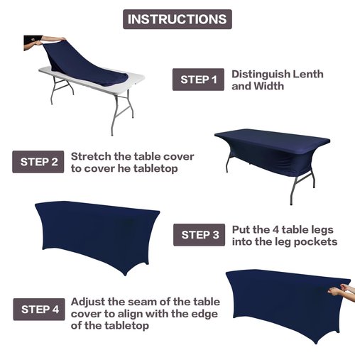 IVAPUPU 6FT Table Cloth for Rectangular Fitted Events Stretch Jean Blue Table Covers Washable Cover Spandex Tablecloth Protector for Party, Wedding, Cocktail, Banquet, Festival