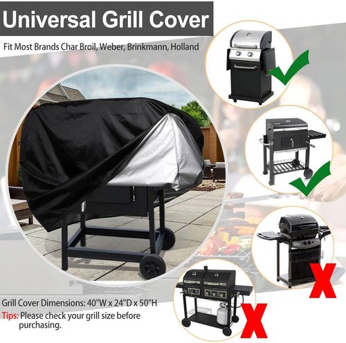 Char-Broil 40-Inch Heavy Duty Grill Cover - Waterproof, UV Resistant & Windproof Protection