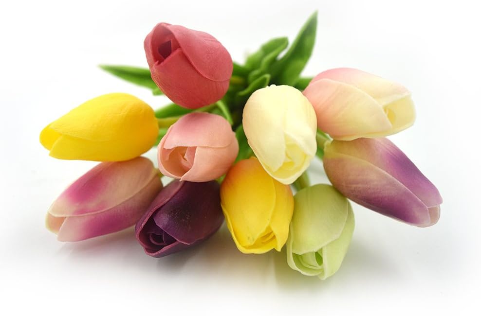 10 Eco-Friendly Light Pink Holland Tulip Artificial Flowers - Realistic Latex Decor for Christmas & Parties