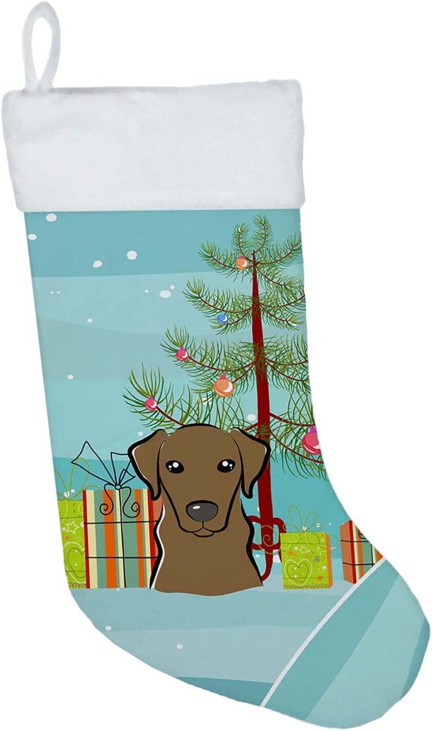 Shih Tzu Christmas Stocking - Chocolate Brown Dog Holiday Decor for Fireplace