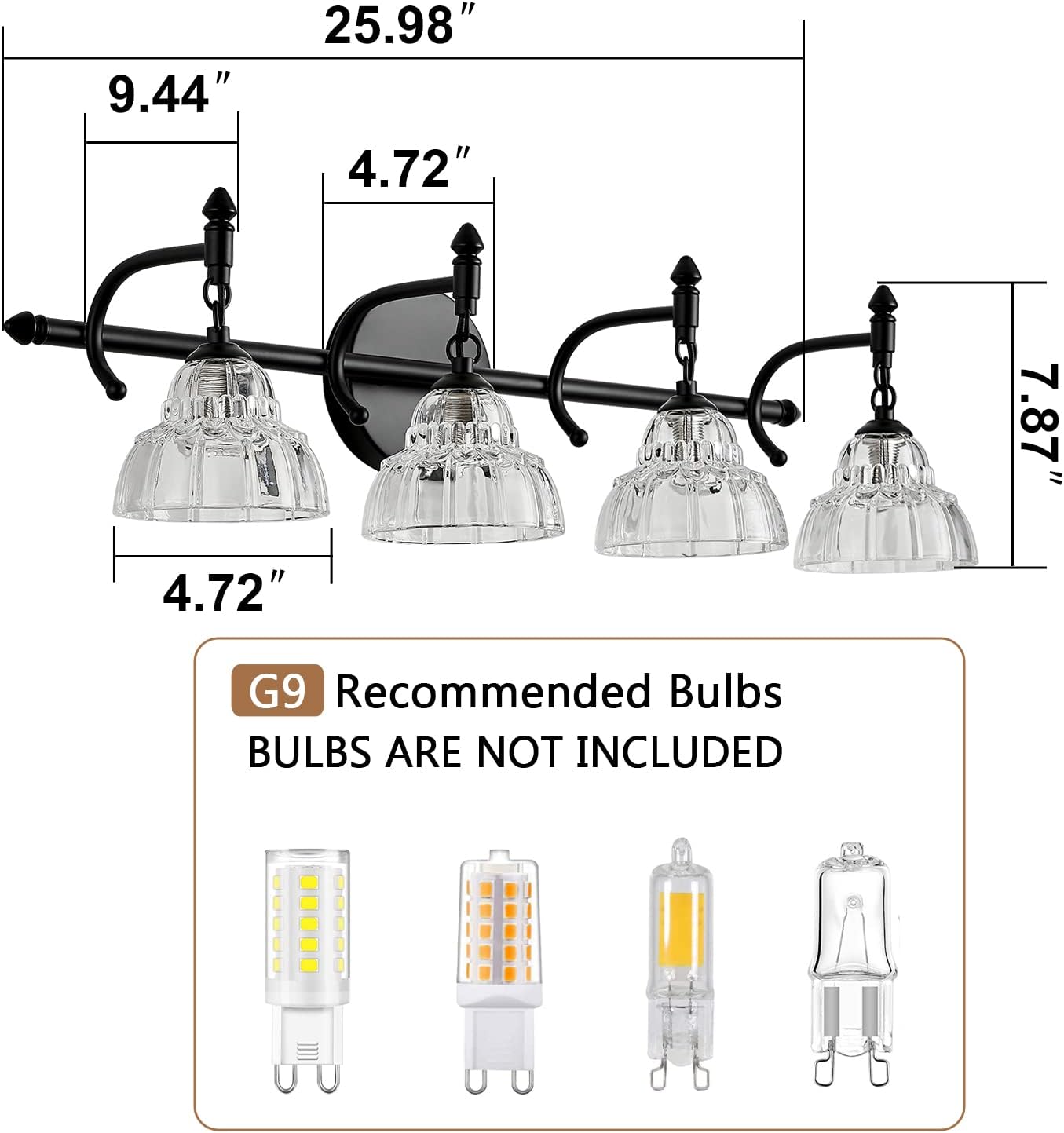 Modern Bathroom Vanity Lights - Matte Black Wall Sconces with Over-Mirror Light Fixture for Bathroom, Powder Room