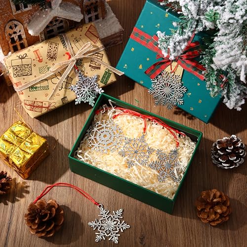 Threehoney 6 Pcs Metal Snowflake Ornaments for Christmas Tree Decor - Pewter Holiday Decorations