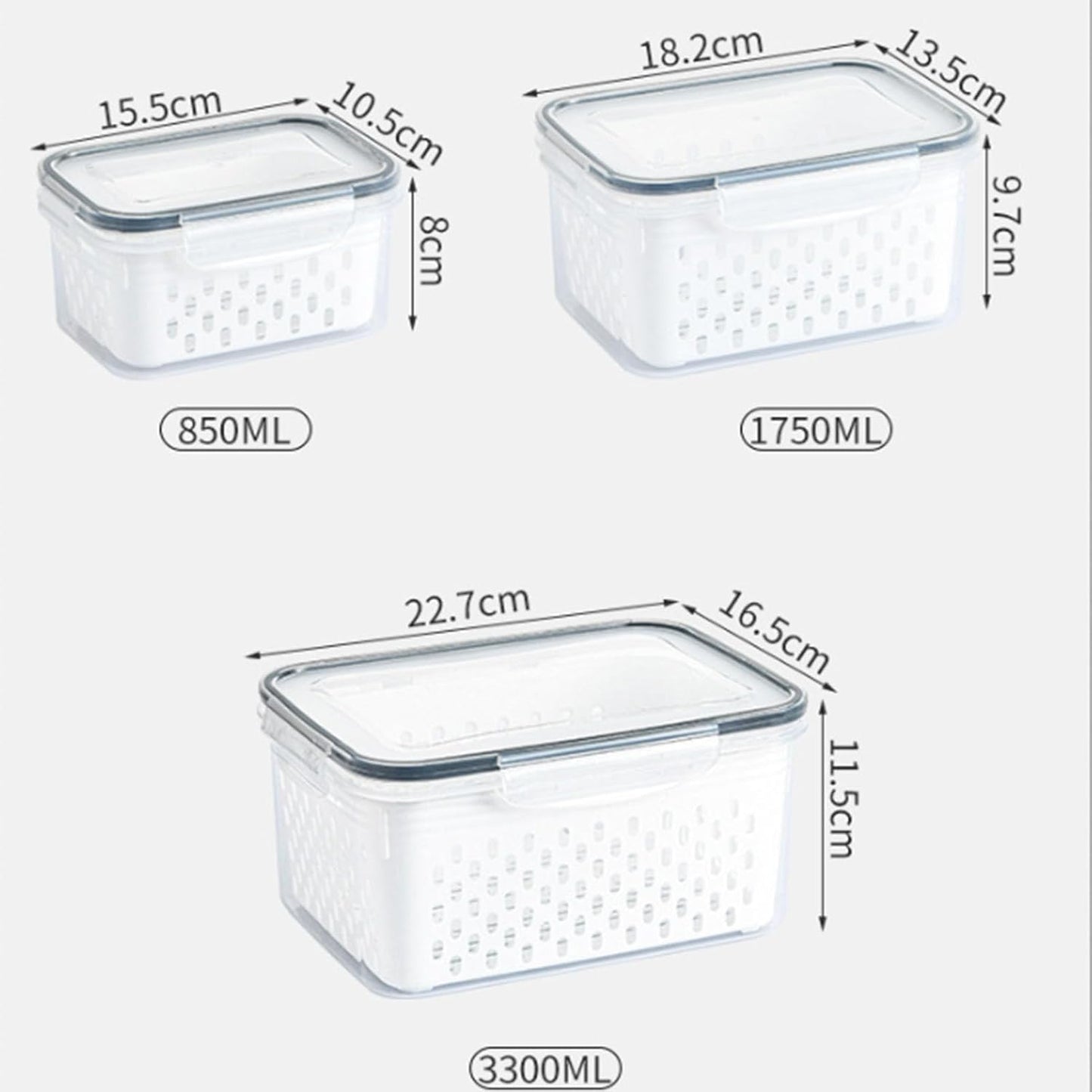 Skiennix 4-in-1 Food Storage Container - Versatile Fruit Strainer with Lid | Blue, S/M/L Sizes