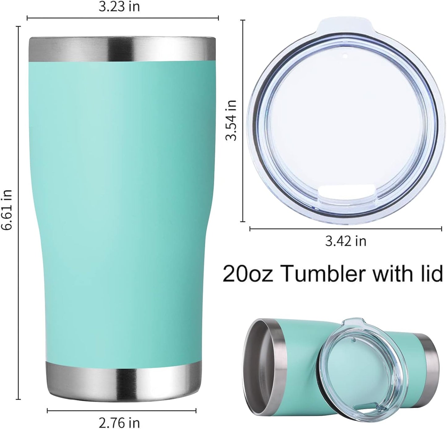 DOMICARE 20oz Tumbler with Lid Stainless Steel Tumblers Bulk, Double Wall Vacuum Insulated Coffee Travel Mug Powder Coated Tumbler, 8 Pack Purple