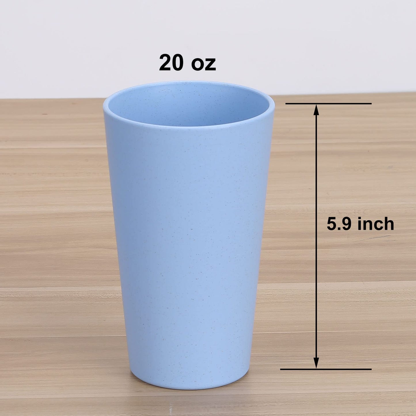 LuckyZone Wheat Straw Unbreakable Cup | 20 oz Reusable Water Drinking Glasses Sets of 5 | Lightweight Tumbler for Kitchen Outdoor | Dishwasher Safe, BPA Free and Eco friendly (20 oz, 5 Color_A)
