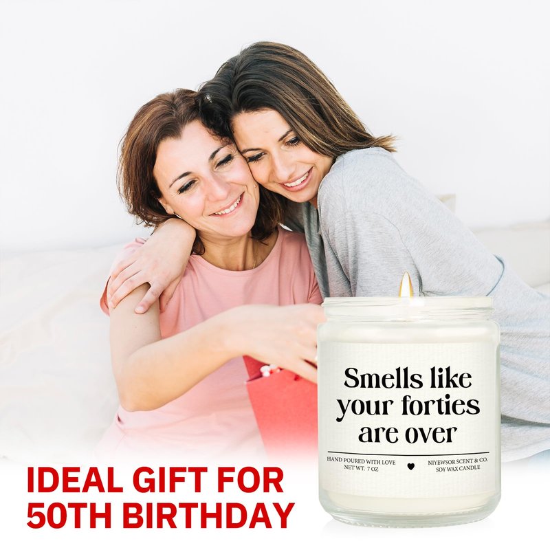 Niyewsor 50th Birthday Gifts for Her Him, Fifty Birthday Candle, 1976 50th Birthday Decorations for Women Men, 50 Year Old Bday Gifts for Friend, Sister, Mom, Dad, Handmade, 7oz