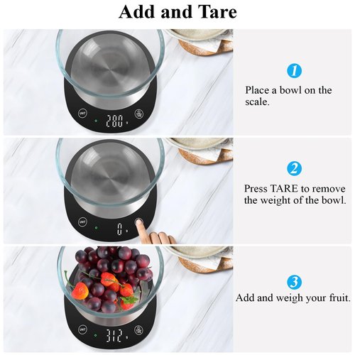 Homebuds 22lb Digital Food Scale Grams and Ounces in 1g, High Precision Assured by Kitchen Scale Professional Factory Since 2001, Gram Scale for Cooking and Baking, LED, 3*AAA Included, Black