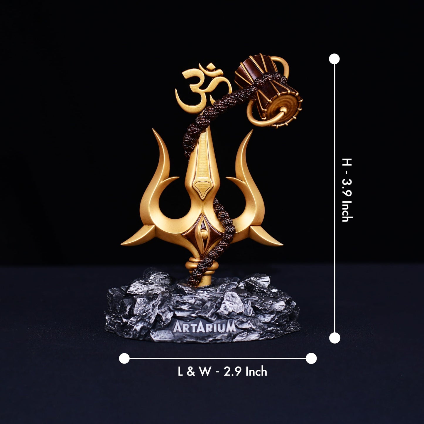 Trishul Damru Statue - Resin & Marble Shiva Statue for Car Dashboard, Office Desk, Home Decor, Hindu God Idol, Lord Shiva Murti, Pooja & Gifts for Women - Perfect Car Accessories, Room & Table Decor