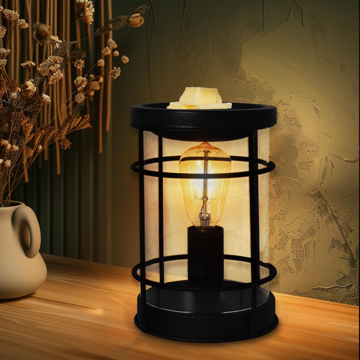 LIFFY Electric Wax Fragrance Warmer - Wax Warmer for Scented Wax - Adjustable Brightness, Regular Shutdown and 2 Edison Bulbs Replacement, Wax Melter for Home Decor Office, Birthday Gifts for Women