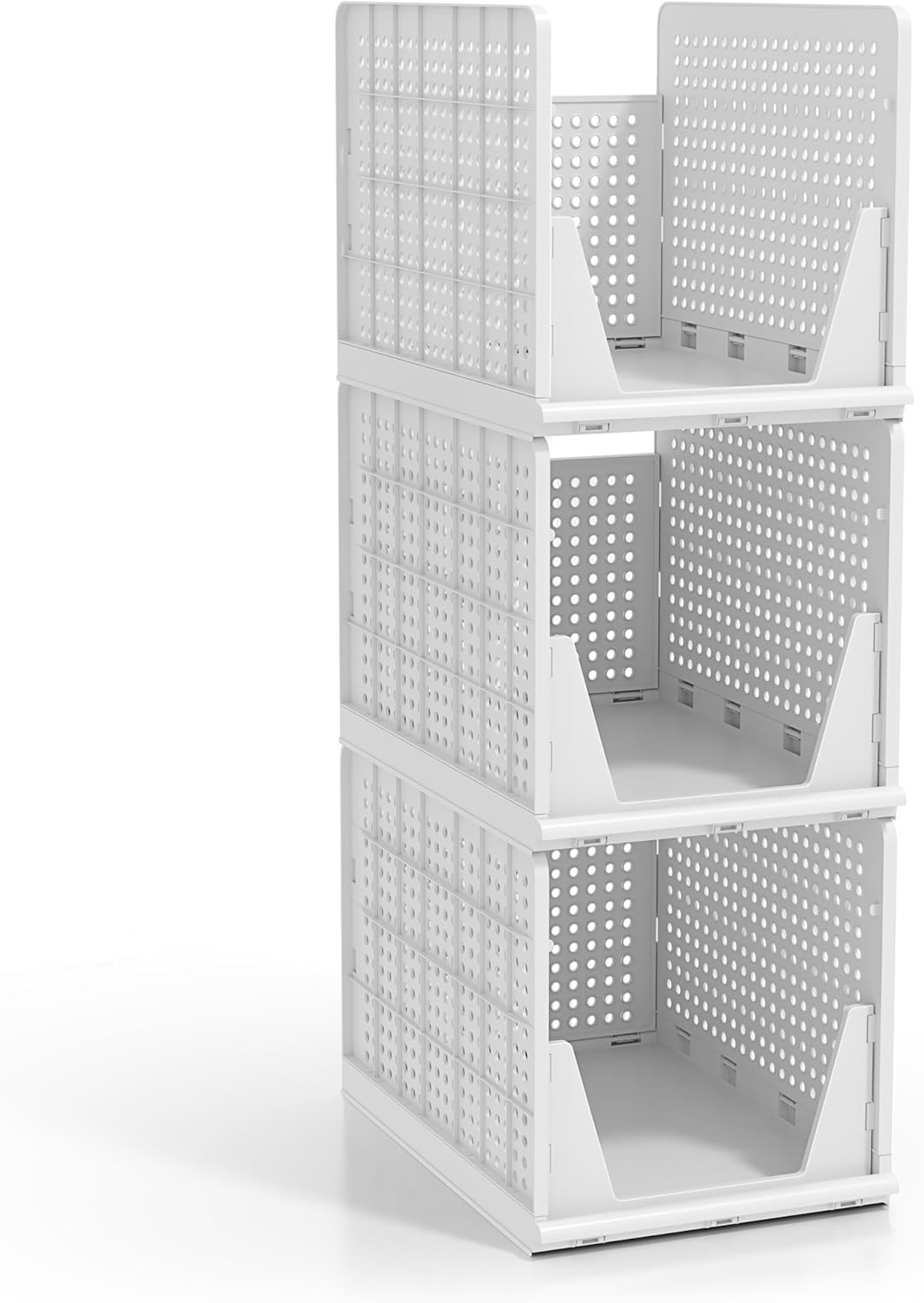 Sorbus Stackable Shelf Organizer Baskets - Versatile Plastic Storage Bins for Closet, Pantry & Bathroom - Open Front Design for Easy Access