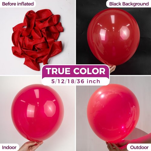 Bezente Red Giant Balloons 36 Inch - 8 Pack Jumbo Red Balloon Large Round Latex Balloon for Photo Shoot Wedding Anniversary Birthday Christmas New Year Party Decorations