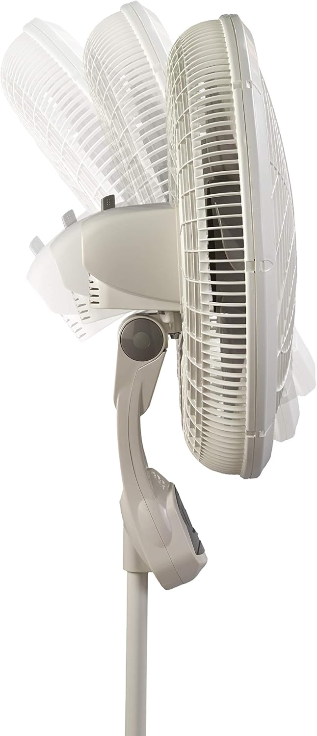 Lasko Cyclone Pedestal Fan, Adjustable Height, Remote Control, Timer, 3 Speeds, for Bedroom, Kitchen, Office and Living Room, 18", White, 1885, Large