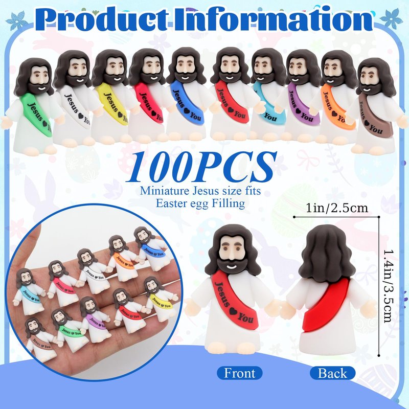 Owurha 100 Pcs Jesus Love You Mini Figures Baby Jesus Figurines in Bulk Tiny Miniature Religious Figures for Hide and Seek, Sunday School, Religious Party Favors, Baptism Gifts, Easter Egg Stuffers