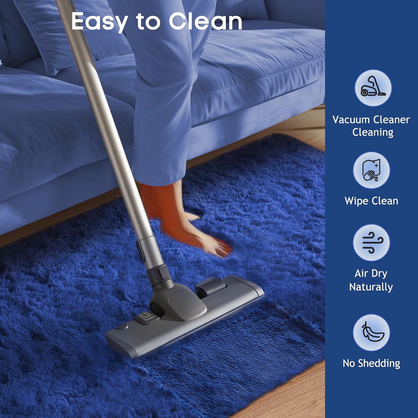 Ophanie Blue Runner Rug - Soft Non-Slip Shaggy Carpet for Hallway & Bedroom | 2x6 ft Aesthetic Decor