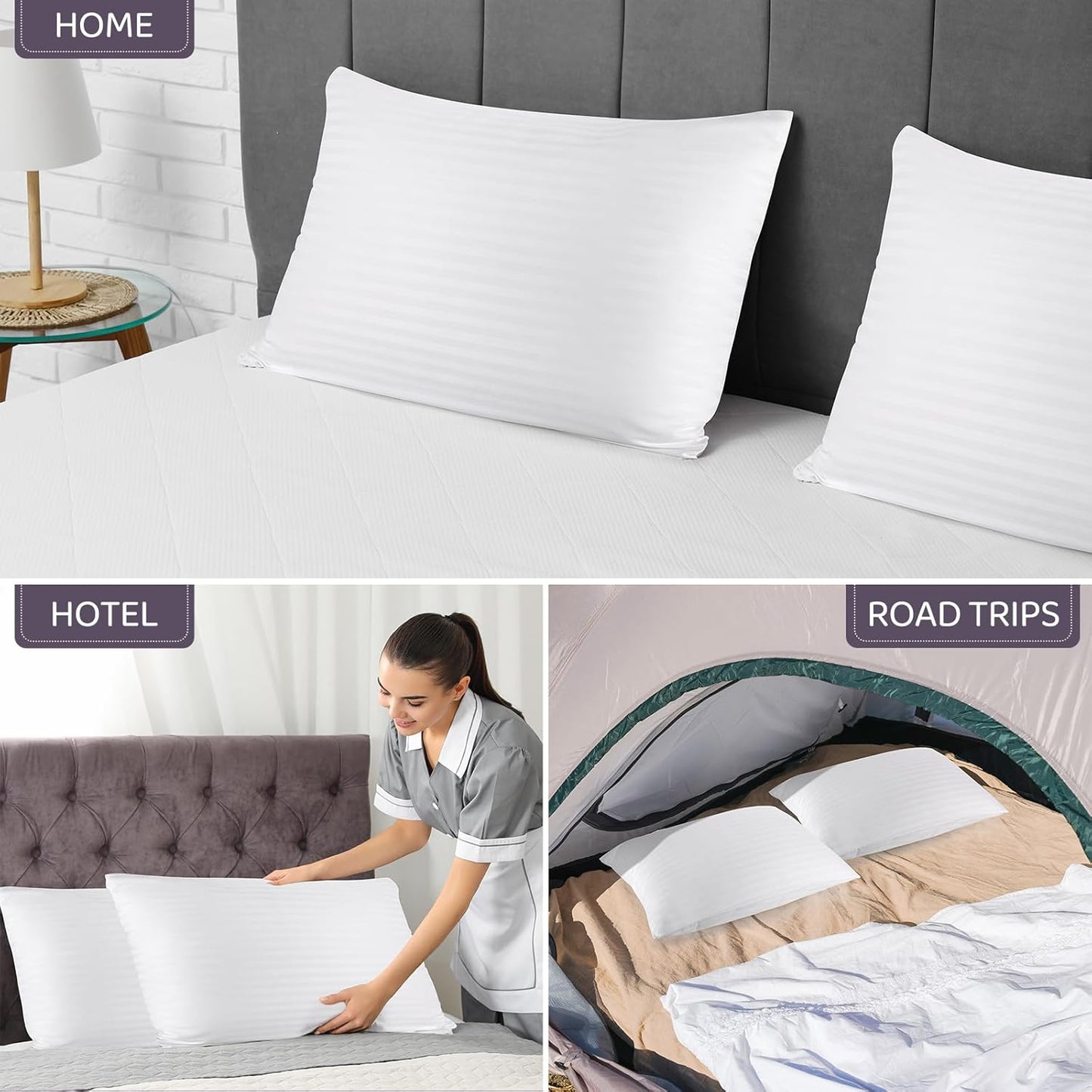 Skiennix 100% Cotton Pillow Case Protector - Soft Hotel Grade Zipper Covers, Standard Size (20x26), 4 Pack, Oeko-TEX Certified