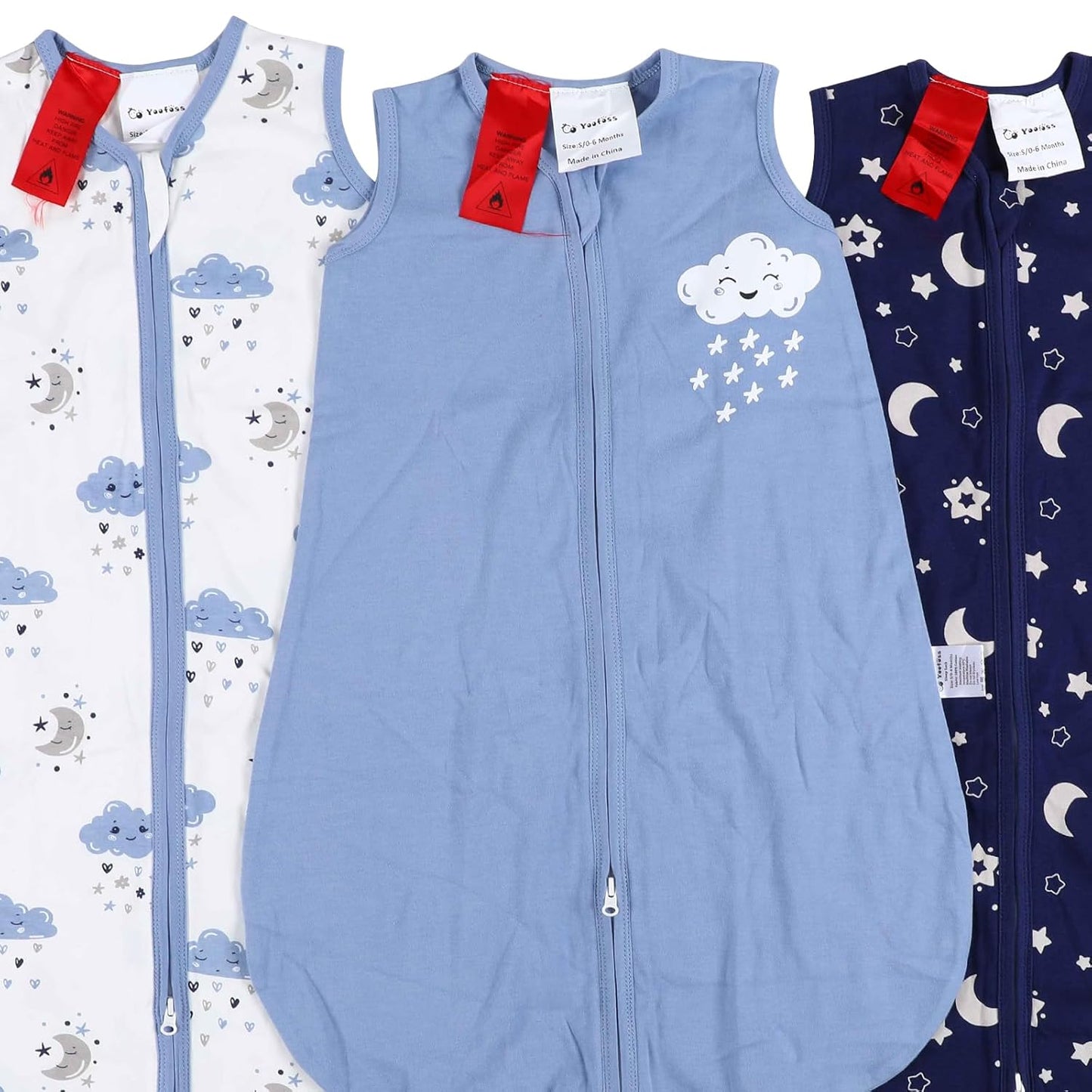 Yoofoss Baby Sleep Sack - 100% Organic Cotton Wearable Blanket | 0-6 Months, 2-Way Zipper, Lightweight